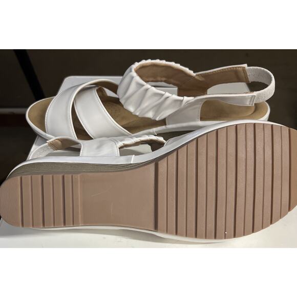 Almaden Women’s Wedge Sandals ,comfortable Elastic Ankle Strap,Low Heel,White 10 - Picture 8 of 9